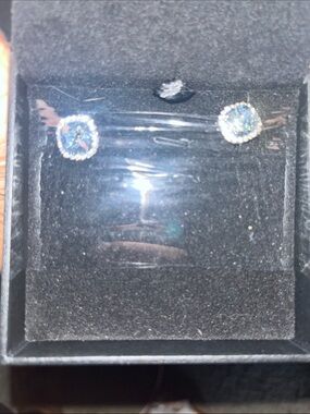 Silver Halo Stone Stud Earrings - Women Jewelry